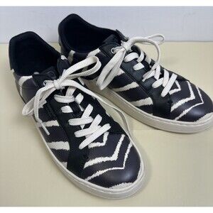 COACH Women’s Lowline Low Top Leather Sneaker Zebra Print Sz 9.5